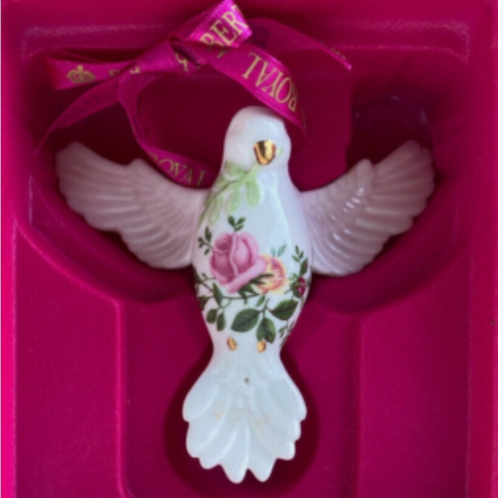 Royal Albert Floral Bird Ornament with Pink Accents